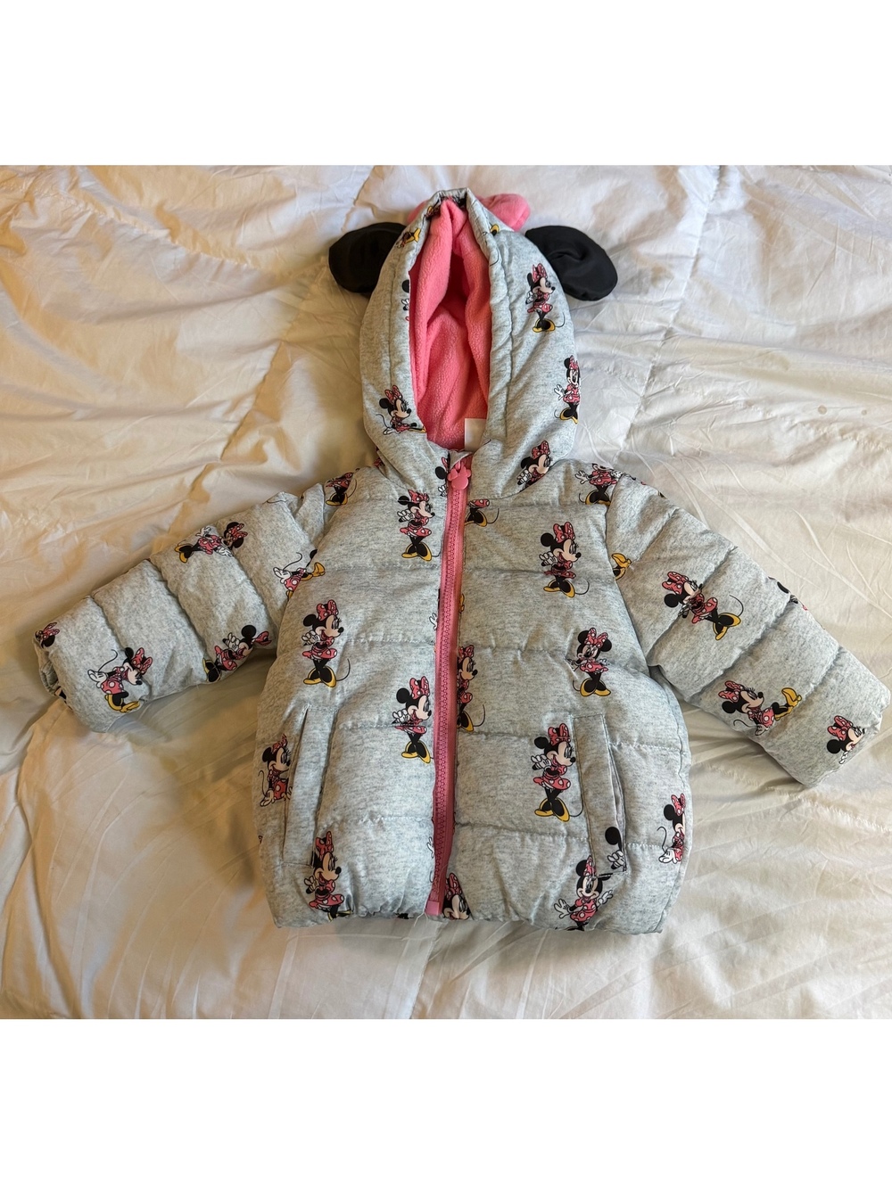 Disney Baby Minnie Mouse Puffer Jacket with Hood and Ears 6M